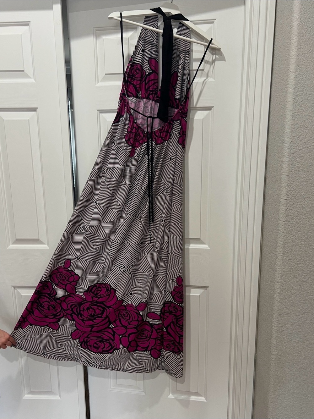 cameo VTG Y2K 90’s Flowy Beachy Boho Fairy  Halter Maxi Deep-V Dress M - Picture 6 of 10